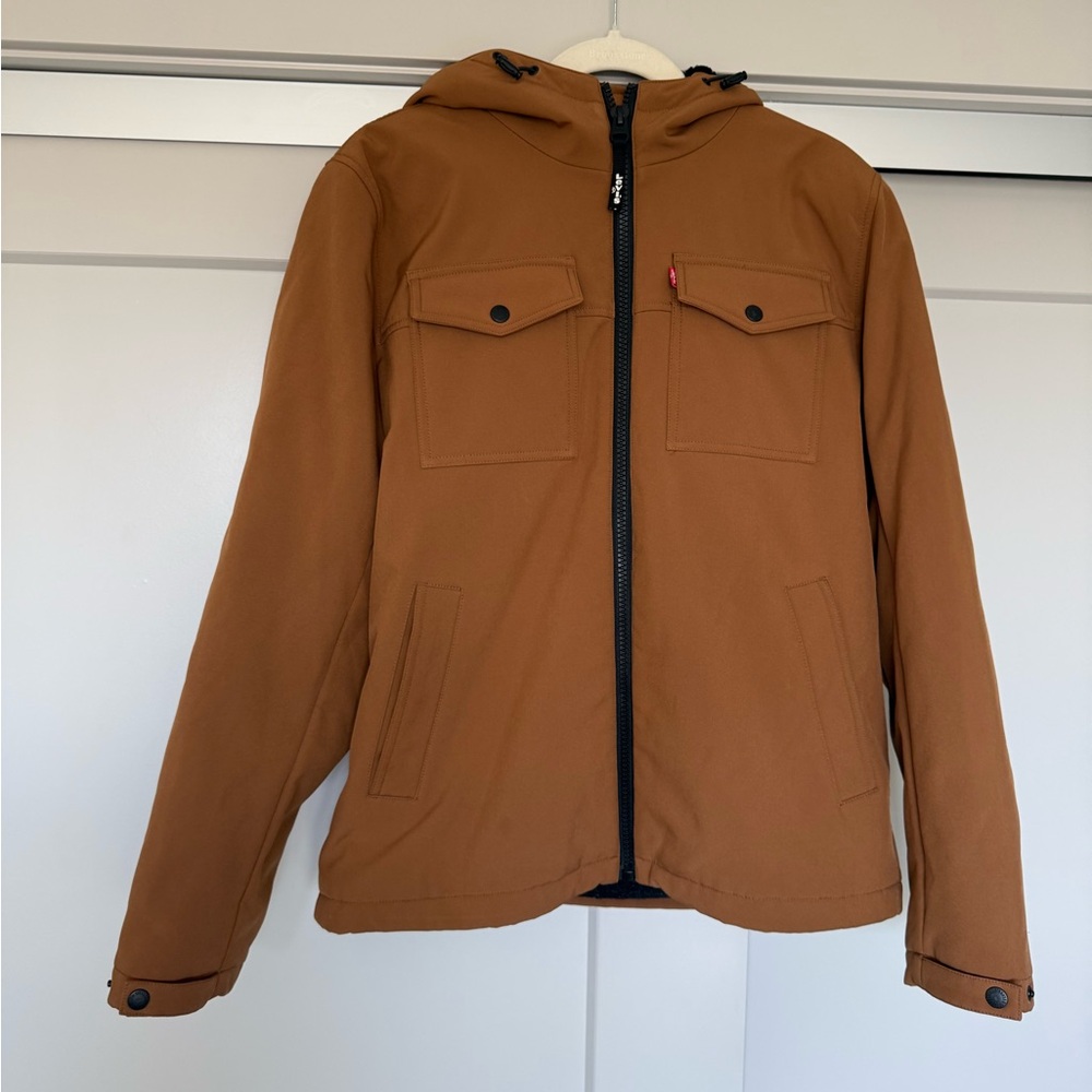 Levi’s Softshell Sherpa Lined Performance Tan Hoo… - image 3